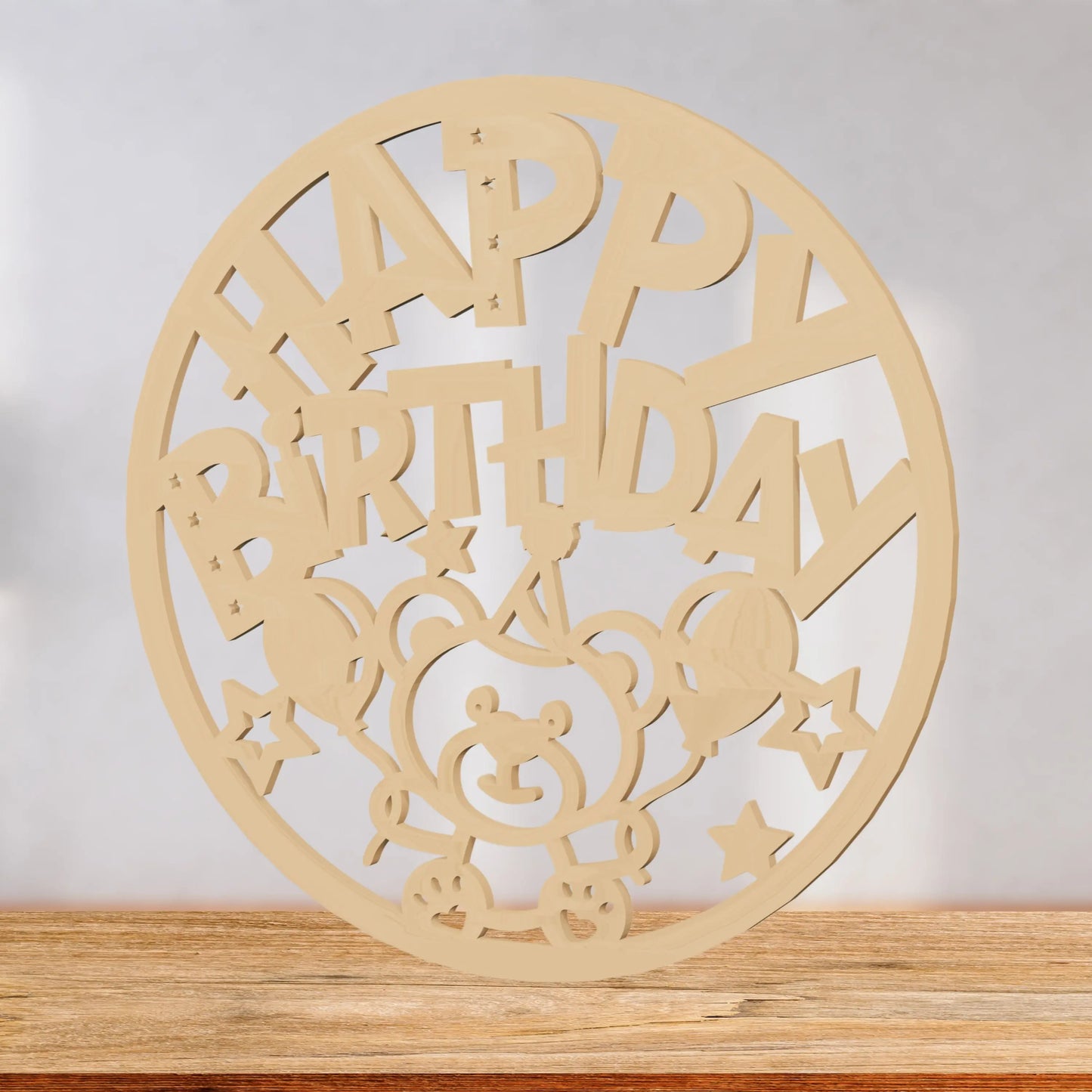 Happy Birthday Teddy Bear - Round Sign Vibeartz